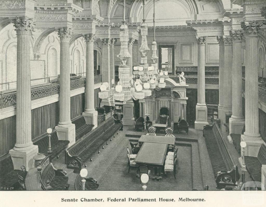 Senate Chamber, Federal Parliament House, Melbourne, 1900