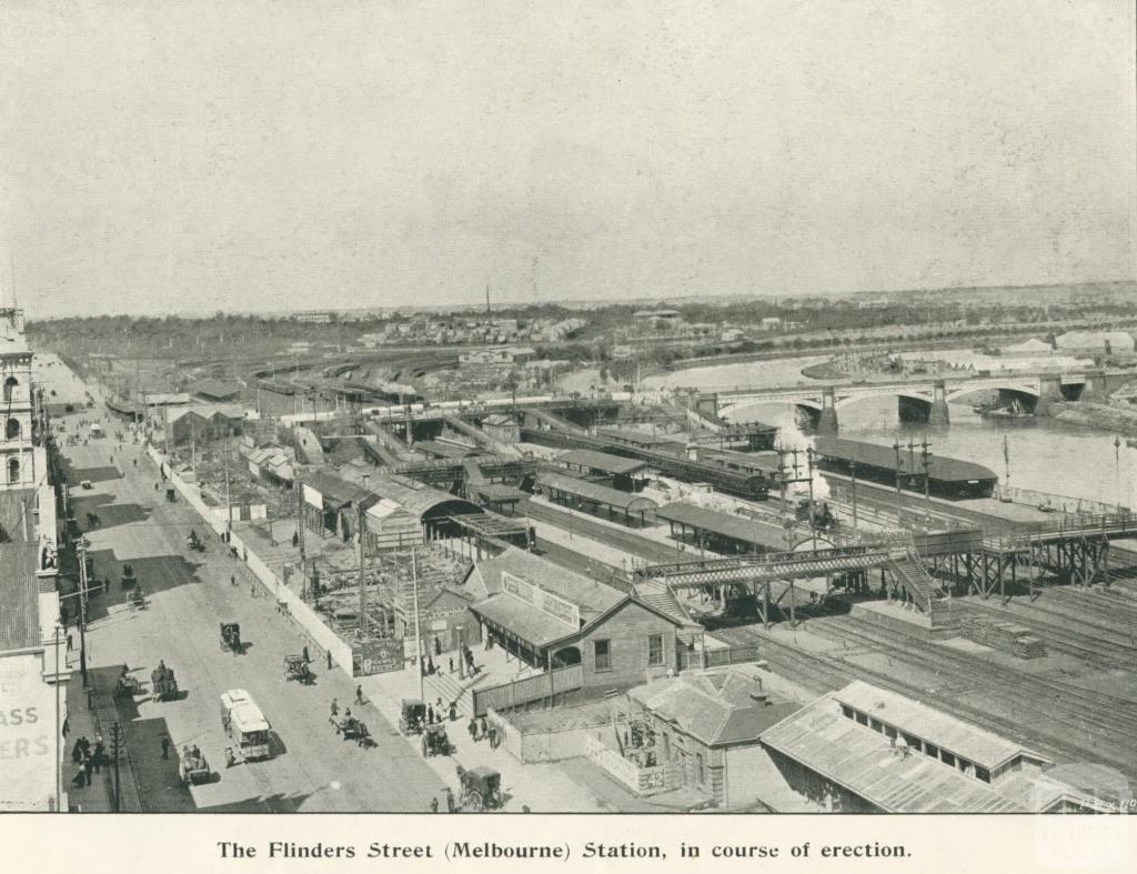 Flinders Street Station under construction, Melbourne, 1900