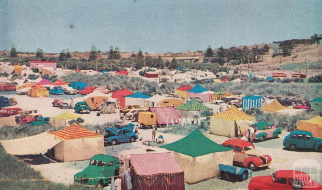 Seaside camping, Warrnambool, c1960