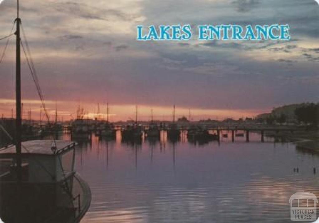 Sunset over the boat harbour, Lakes Entrance