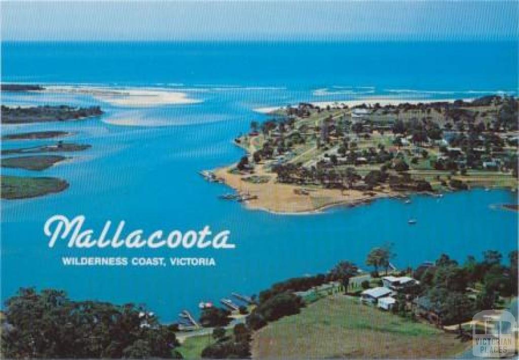 Aerial view of township looking towards the entrance, Mallacoota