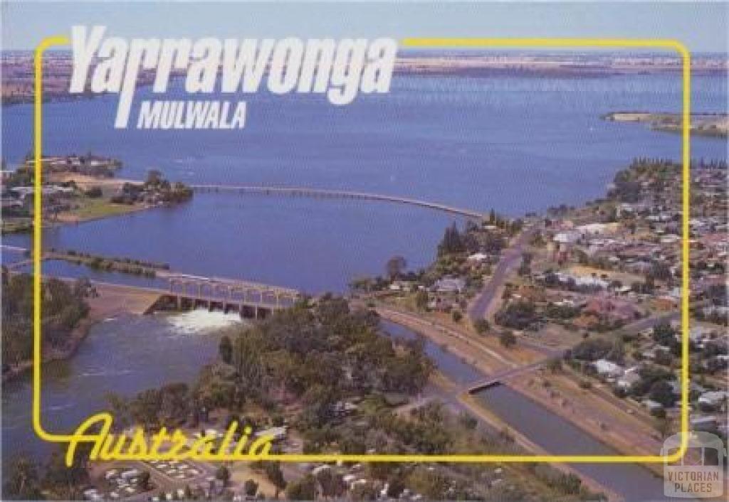 Aerial view of Lake Mulwala and Yarrawonga Weir on the Murray River