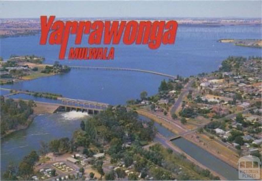 Aerial view of Lake Mulwala and Yarrawonga Weir on the Murray River