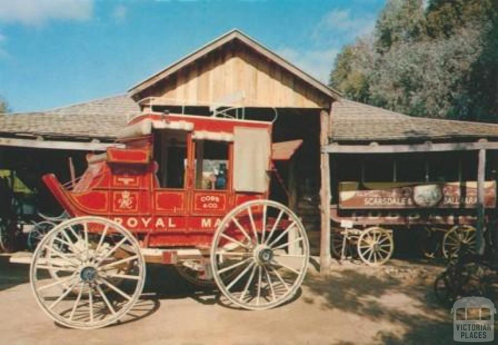 Swan Hill, Cobb & Co Coach, Pioneer Settlement. Carried 11 passengers plus mail and operated at Hay, Wentworth and Swan Hill