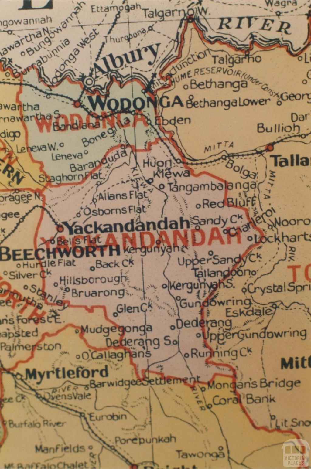 Yackandandah shire map, 1924