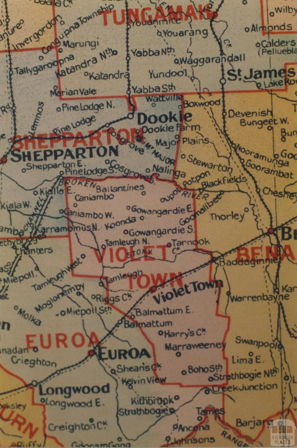 Violet Town shire map, 1924