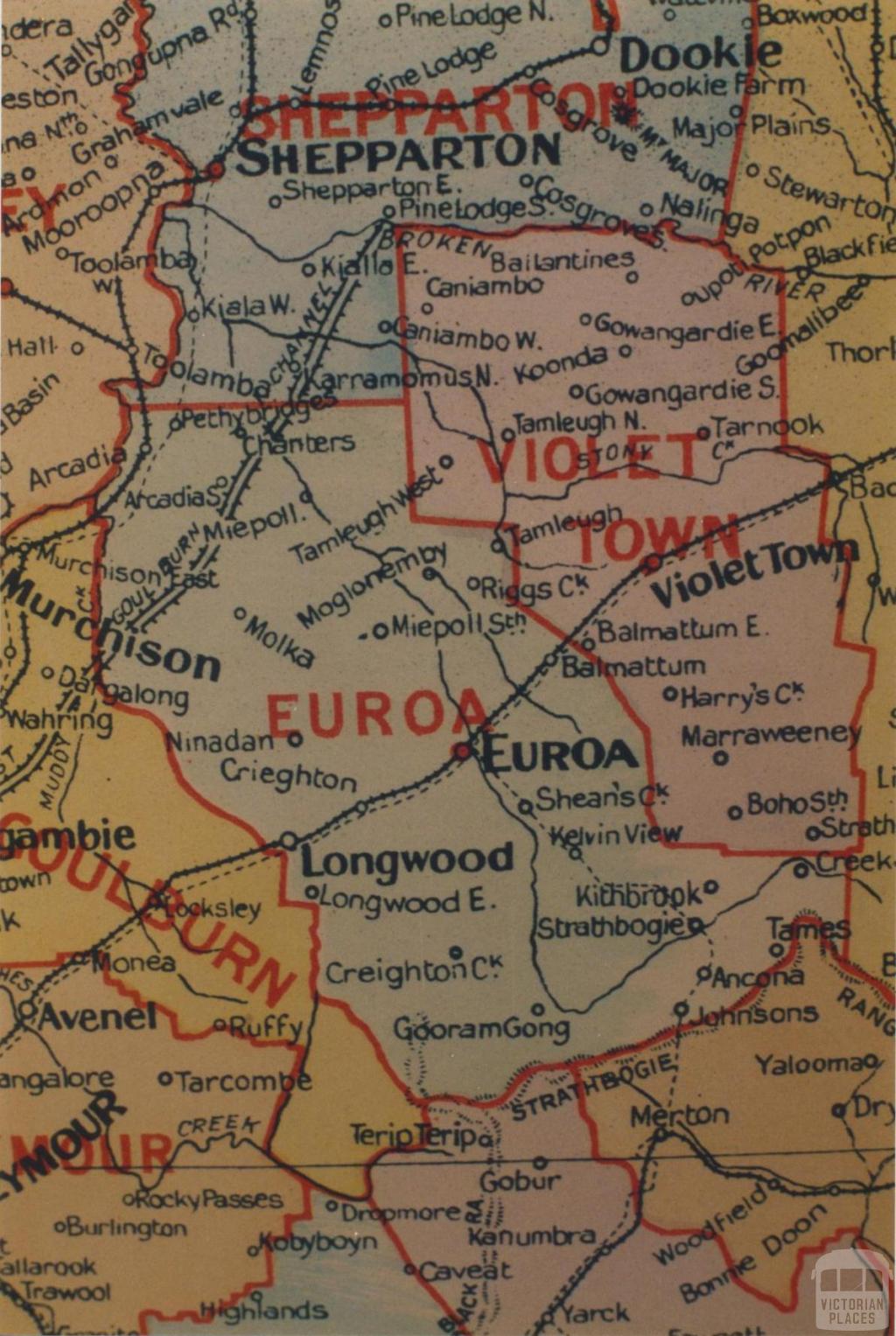 Euroa shire map, 1924