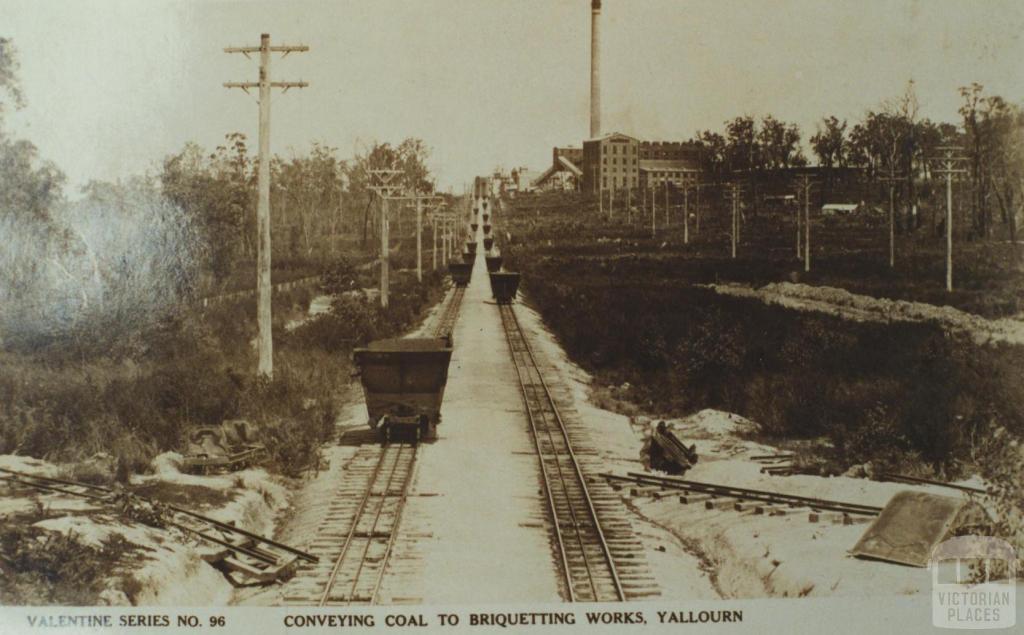 Conveying coal to briquetting works, Yallourn