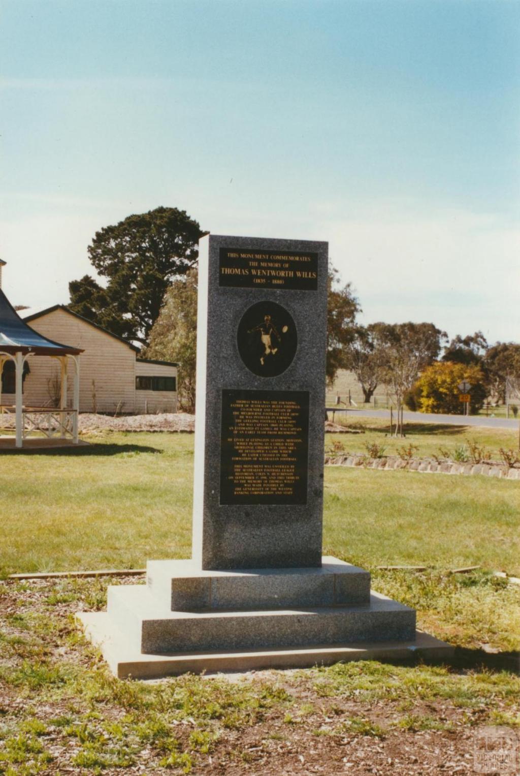 Moyston Monument to TW Wills, Australian Rules Football, 2002