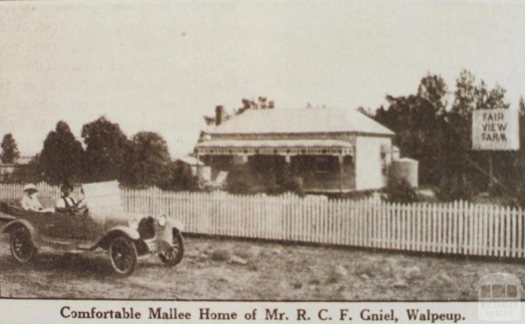 Mr Gniel's home, Walpeup, 1921