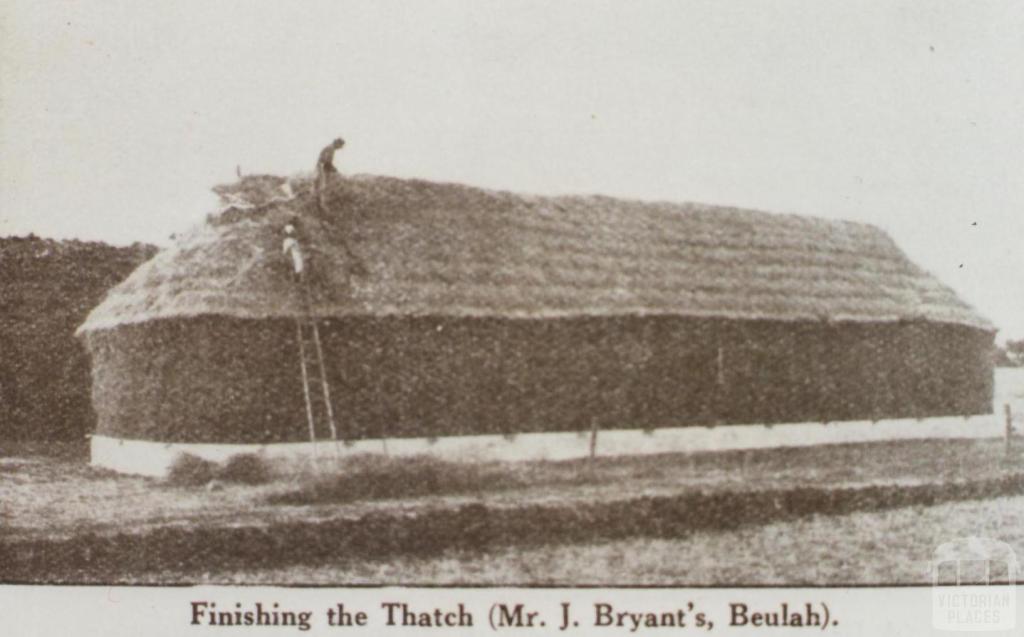 Finishing thatch at Mr Bryant's, Beulah, 1922