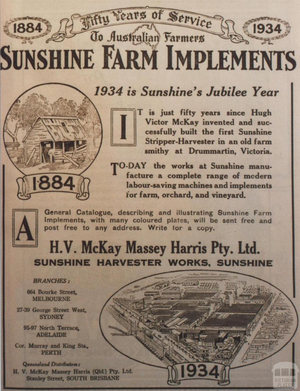 Sunshine Farm Implements, 1934