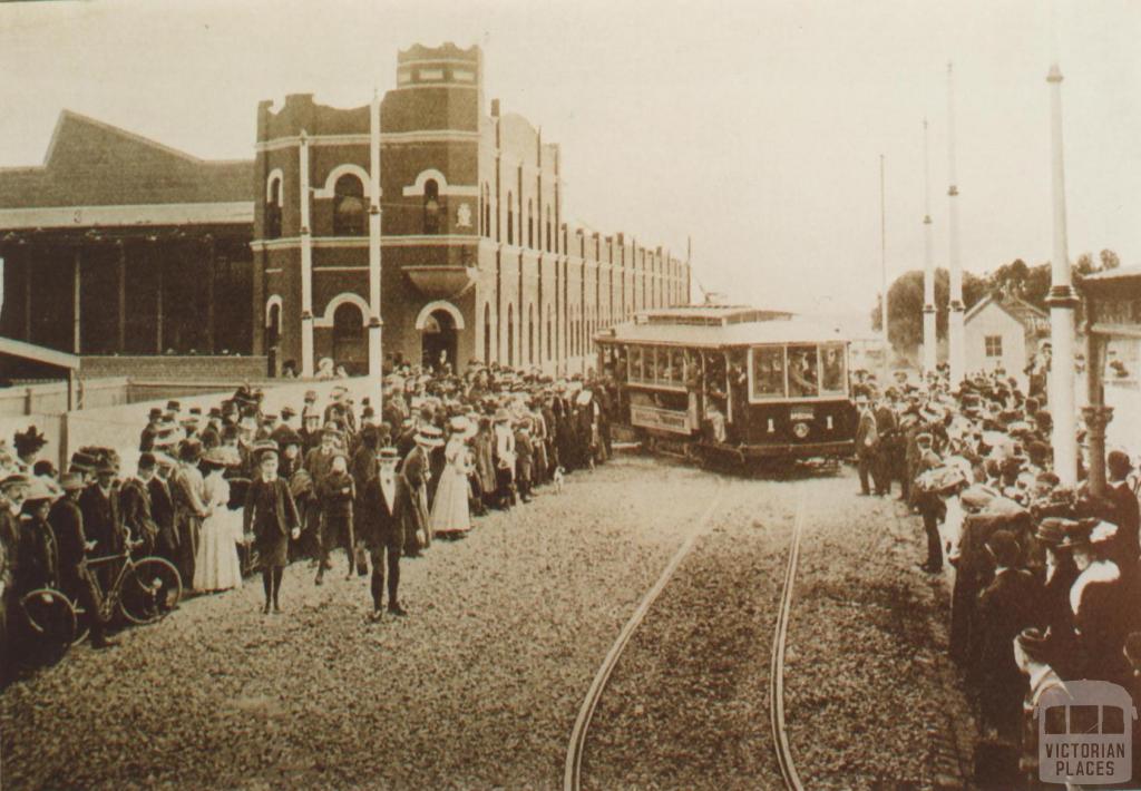 Coldblo Road tram depot, Prahran, 1909