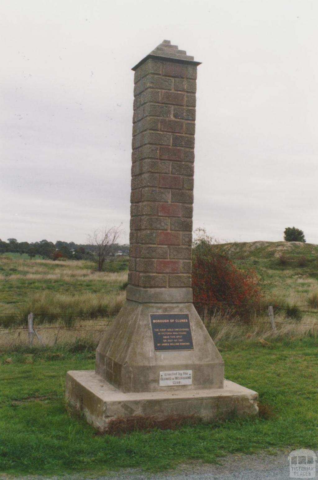 Gold discovery memorial (7 July 1851), Scenic Drive, Clunes, 2010