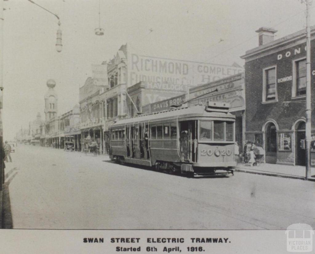 Swan Street electric tramway, Richmond, 1915