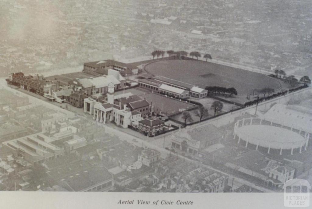 Aeriel view of Civic Centre, Richmond, 1936