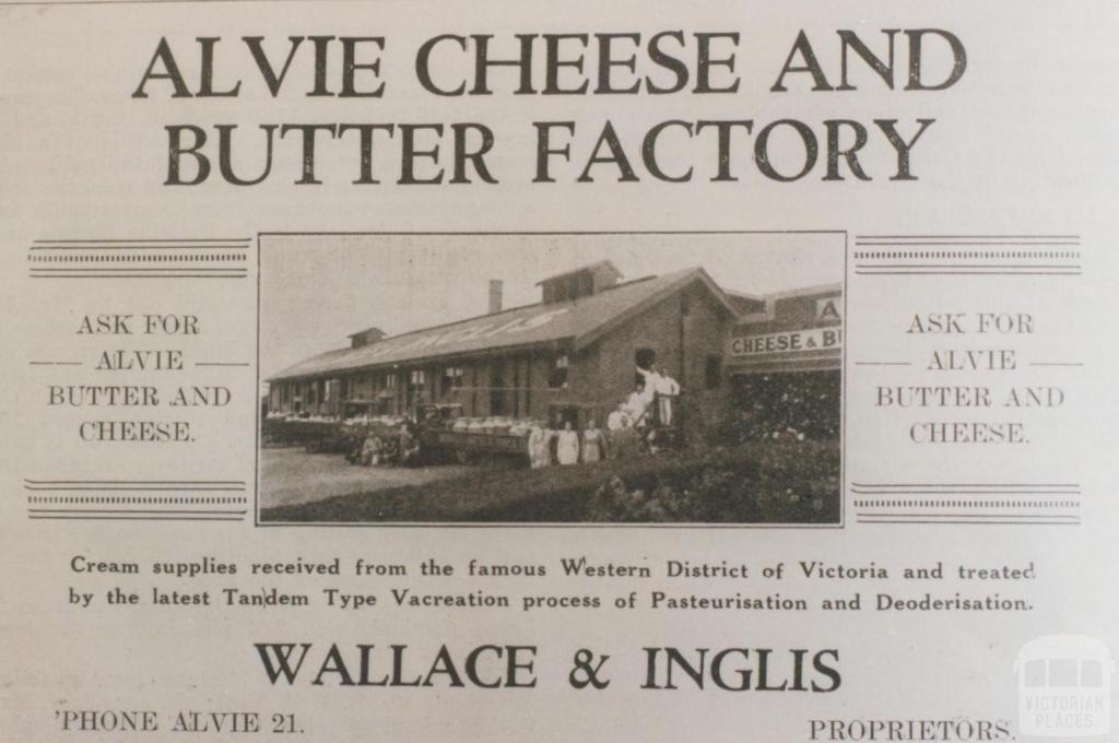 Advertisement, Alvie cheese and butter factory, 1937