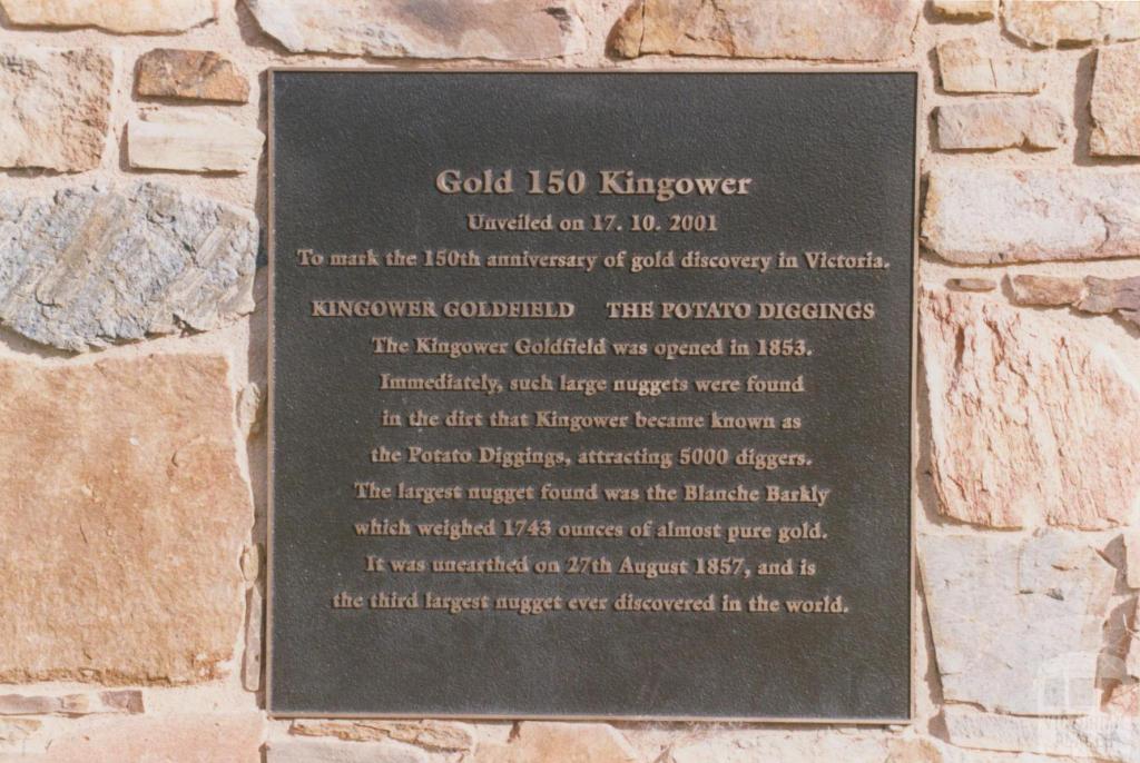 Plaque commemorating 150th anniversary of gold discovery in Victoria, Kingower, 2010