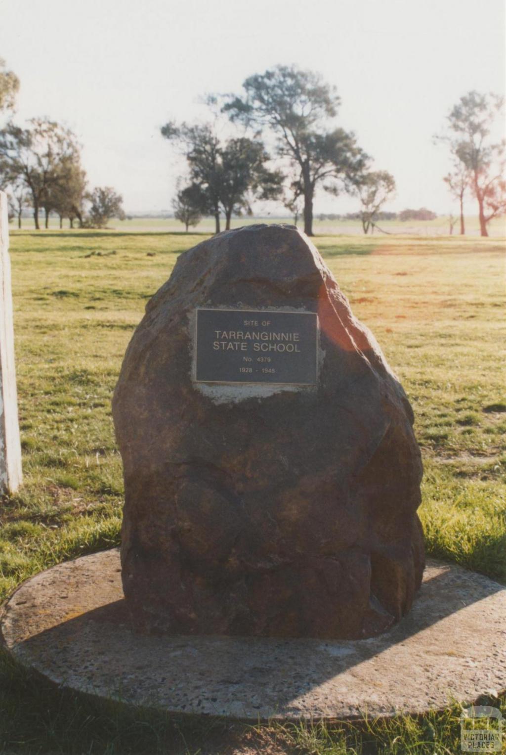 Plaque marking site of Tarranginnie State School, 2010