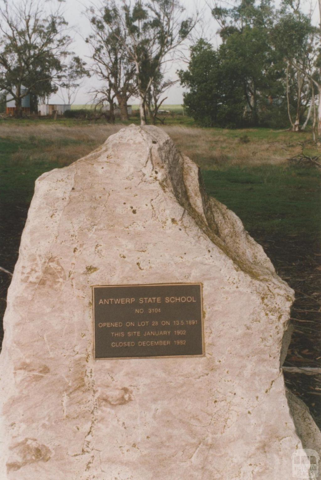 Plaque marking site of Antwerp State School, 2010