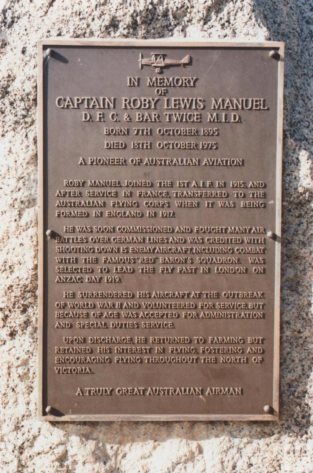 Plaque at War Memorial, Kerang, 2010