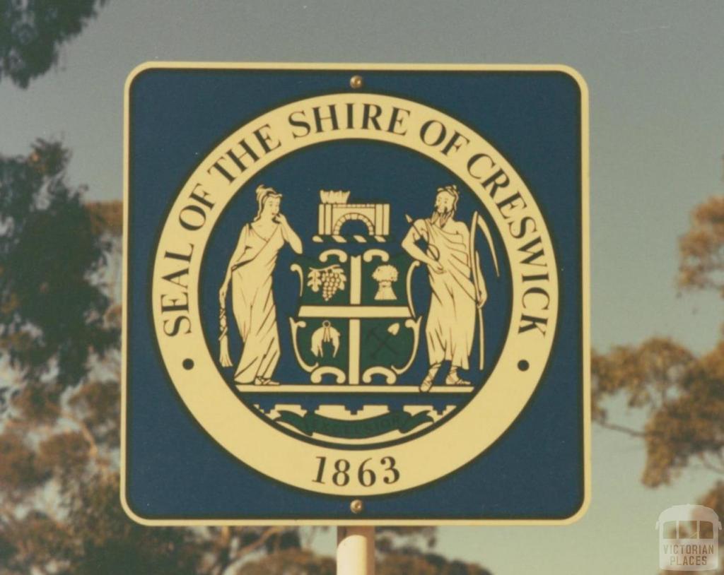 Roadside sign Creswick Shire, 1980