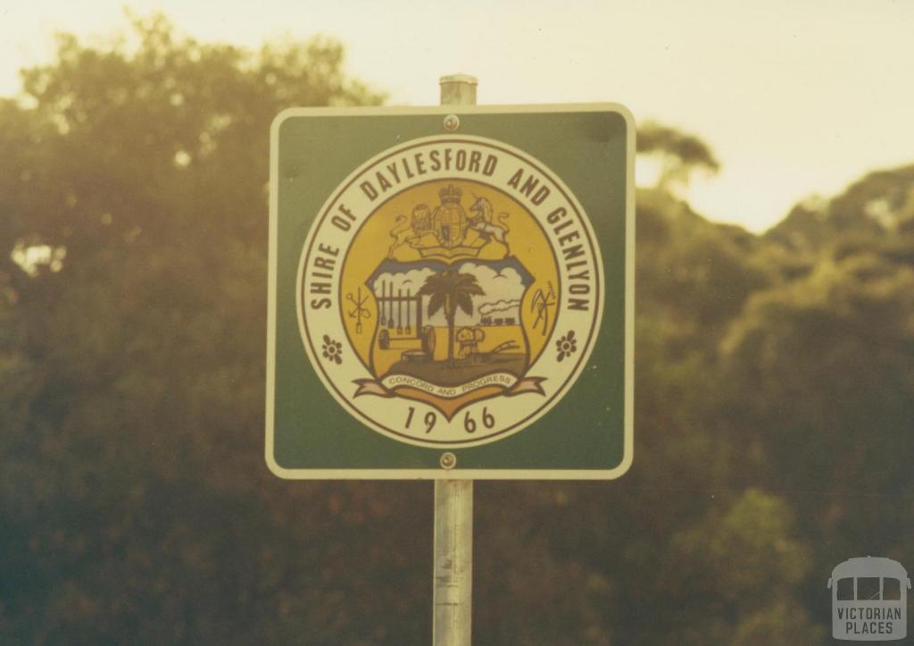 Roadside sign Daylesford and Glenlyon Shire, 1980