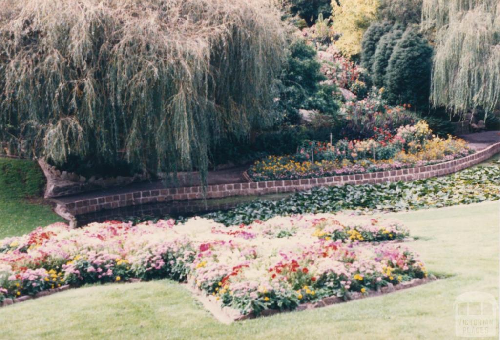 Kirks Reservoir, flower beds, Ballarat, 1980