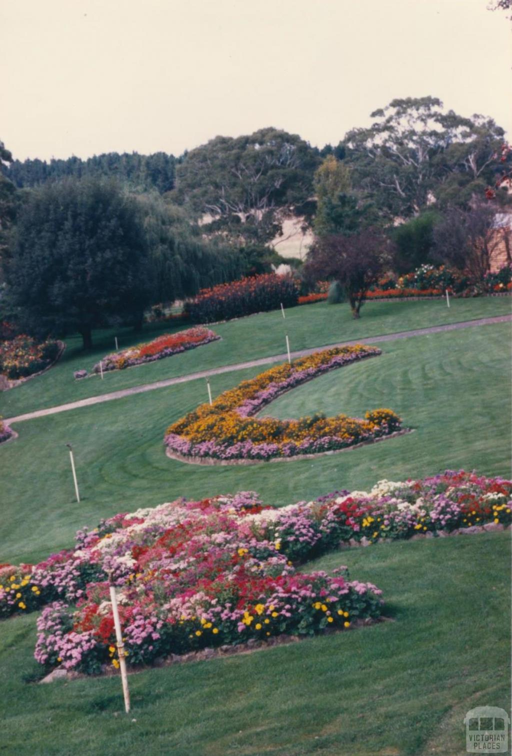 Kirks Reservoir, flower beds, Ballarat, 1980