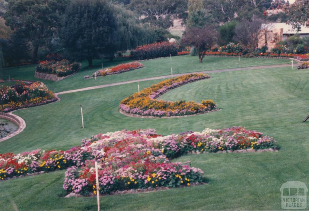 Kirks Reservoir, flower beds, Ballarat, 1980