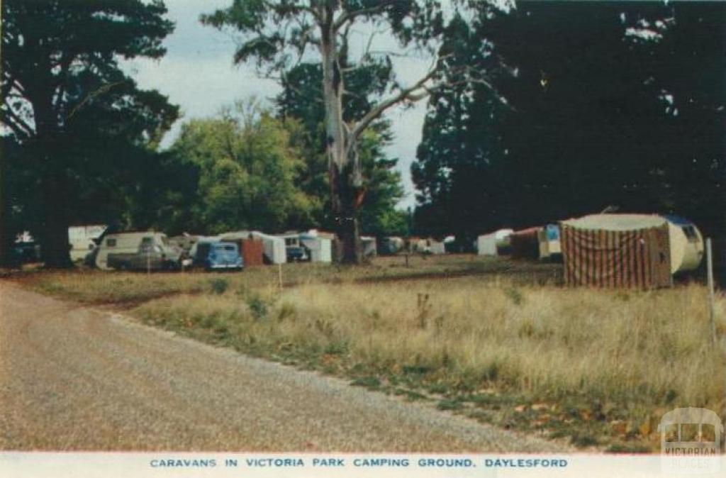 Caravans in Victoria Park Camping Ground, Daylesford, 1957