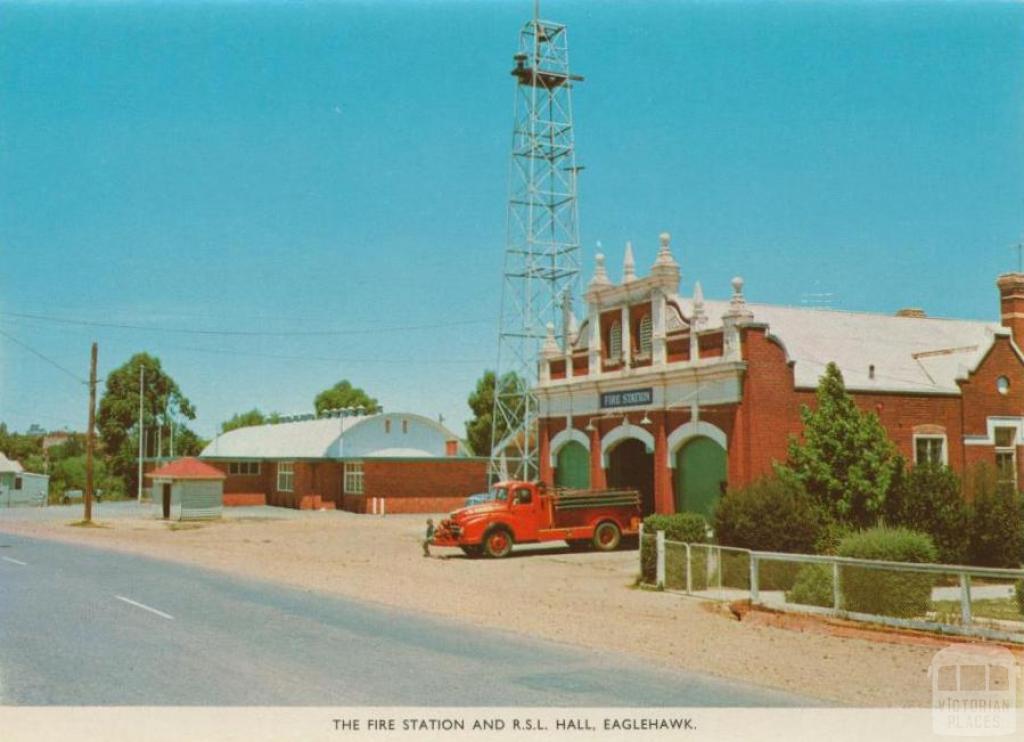 The fire station and RSL Hall, Eaglehawk