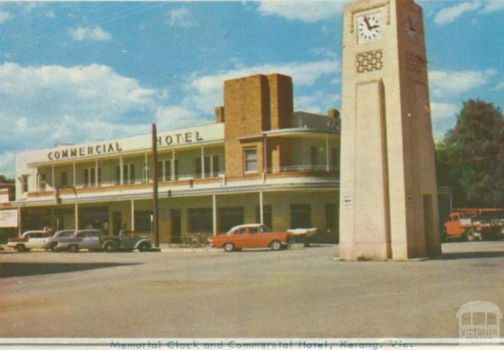 Memorial Clock and Commercial Hotel, Kerang, 1965