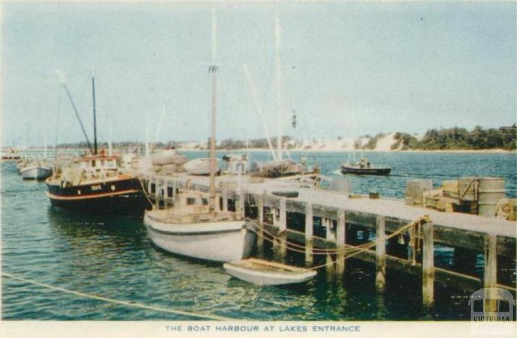 The Boat Harbour at Lakes Entrance, 1955