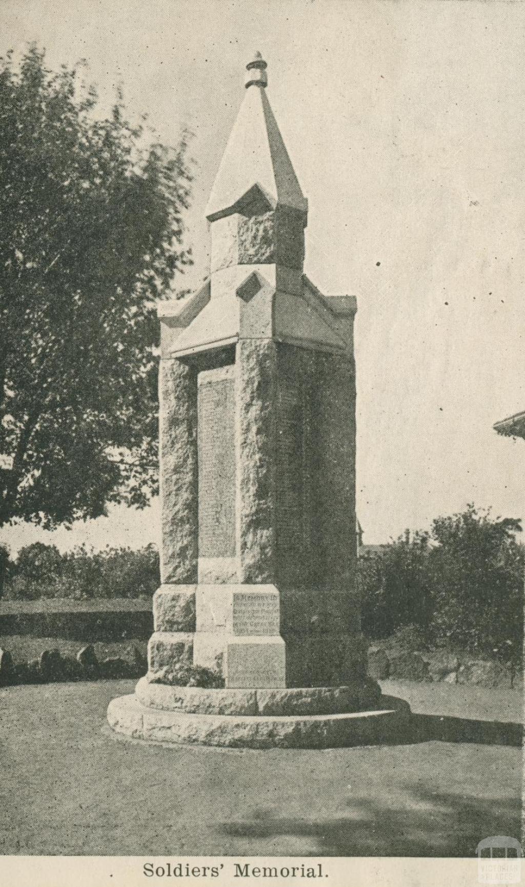 Soldiers' memorial, Malvern, 1922