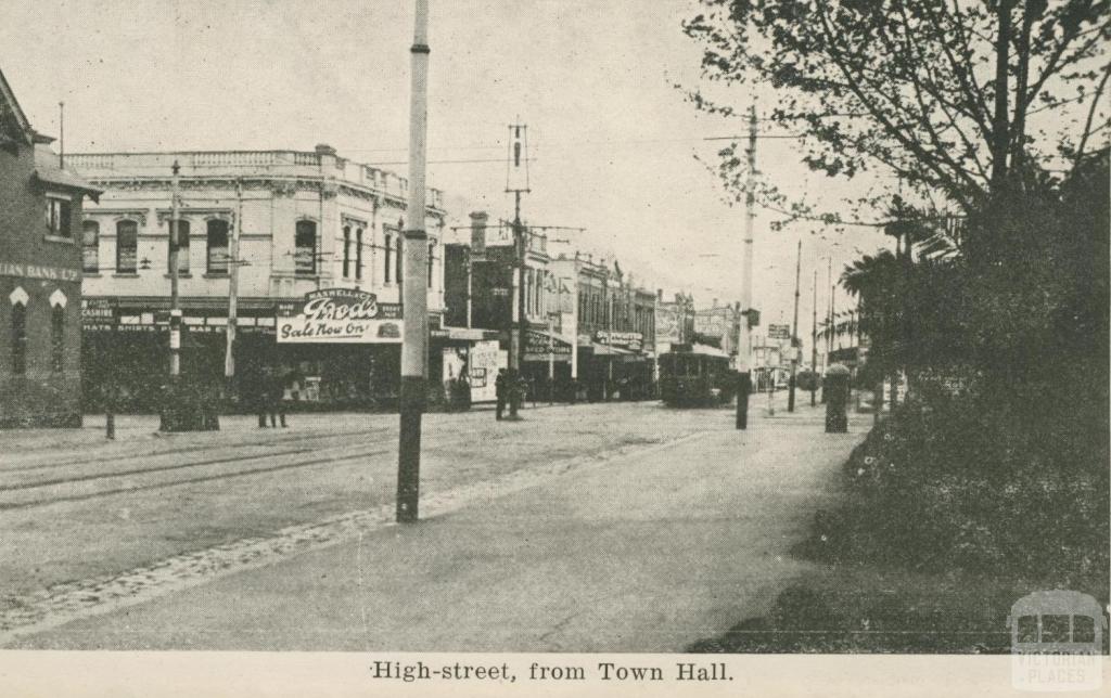 High Street, from Town Hall, Malvern, 1922