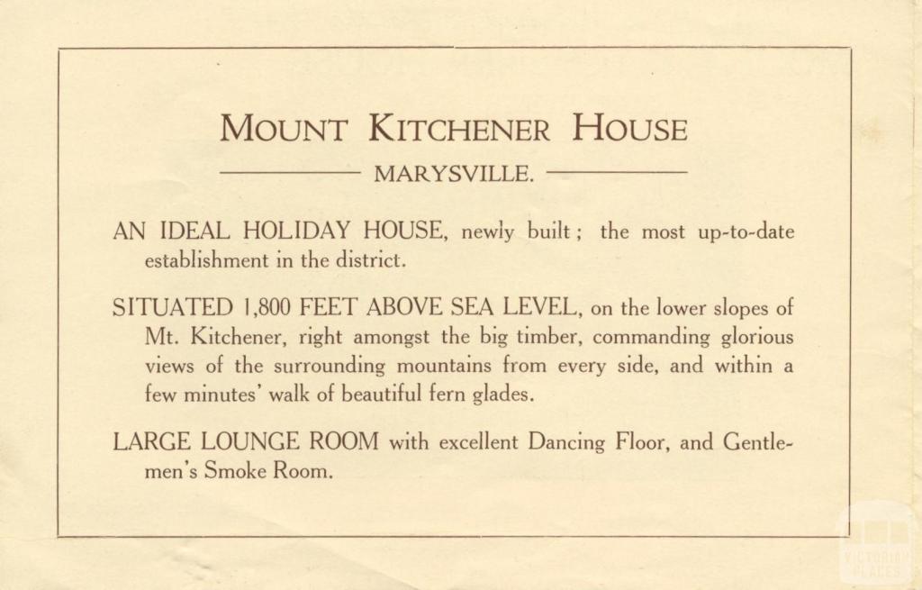 Mount Kitchener House, Marysville, c1925, page 2