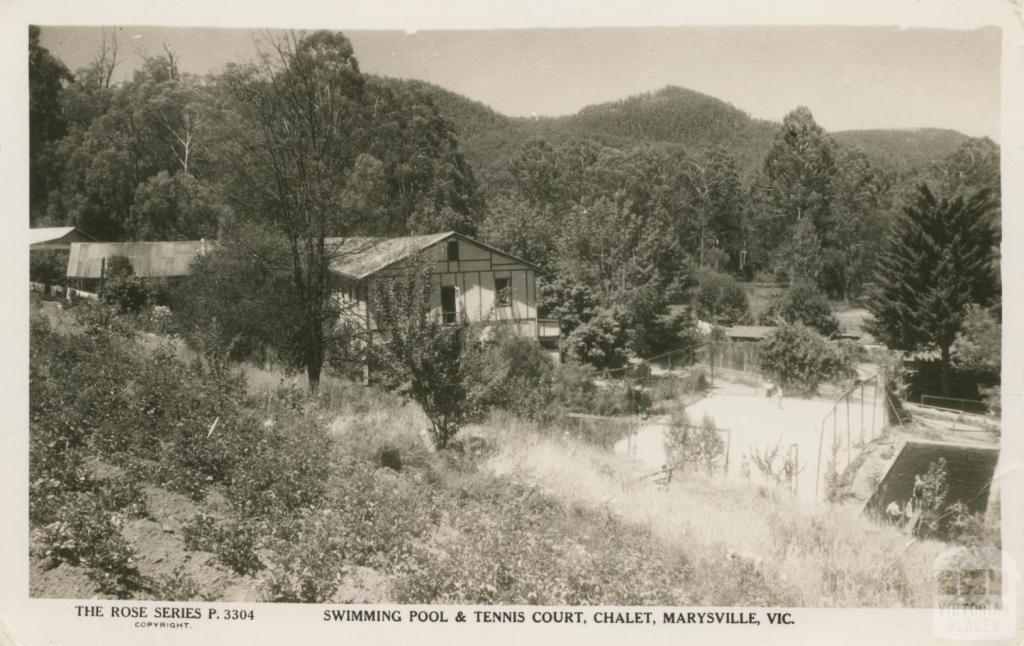 Swimming Pool and Tennis Court, Chalet, Marysville, 1948