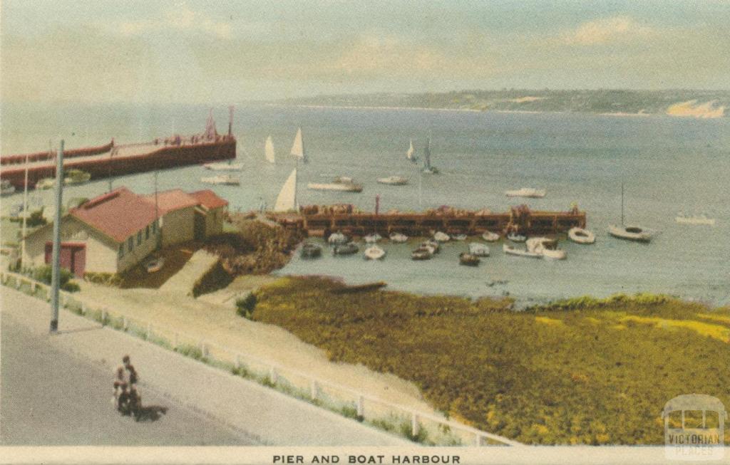 Pier and boat harbour, Mornington, 1951