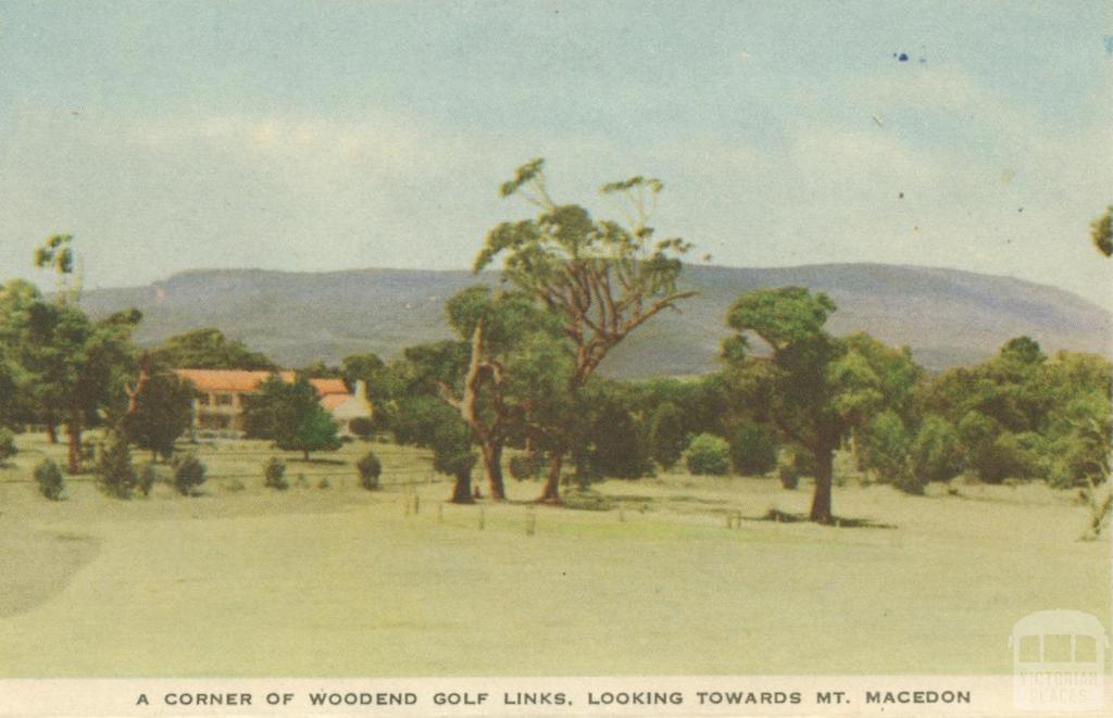 A corner of Woodend Golf Links, looking towards Mount Macedon, 1955