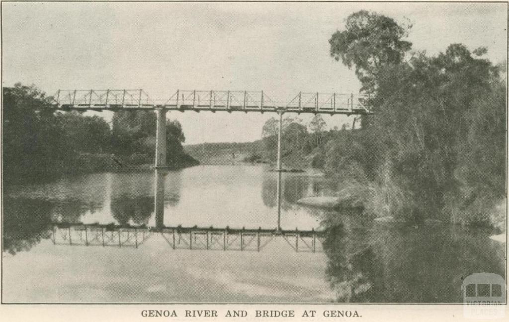 Genoa River and Bridge, Genoa, 1947