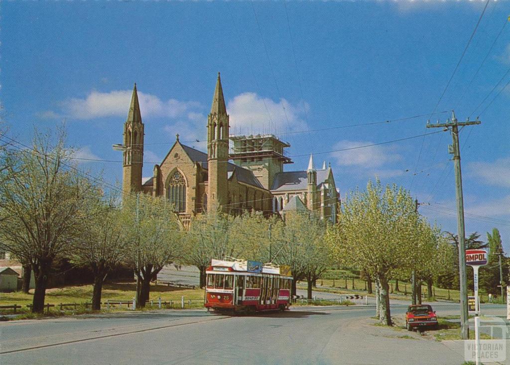 The Sacred Heart Cathedral looking from High Street, Bendigo