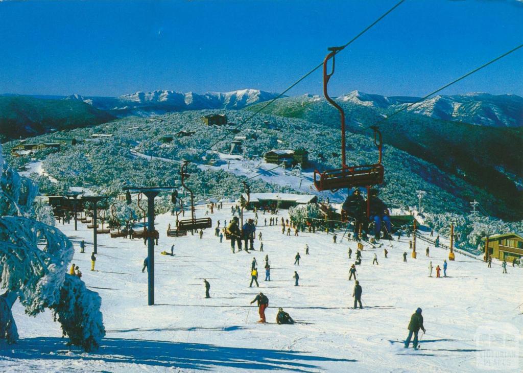 Looking across Bourke Street to part of the village, Mount Buller