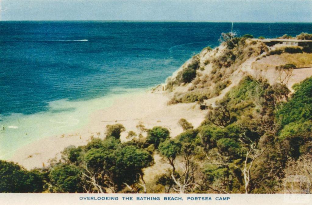 Overlooking the bathing beach, Portsea Camp | Victorian Places