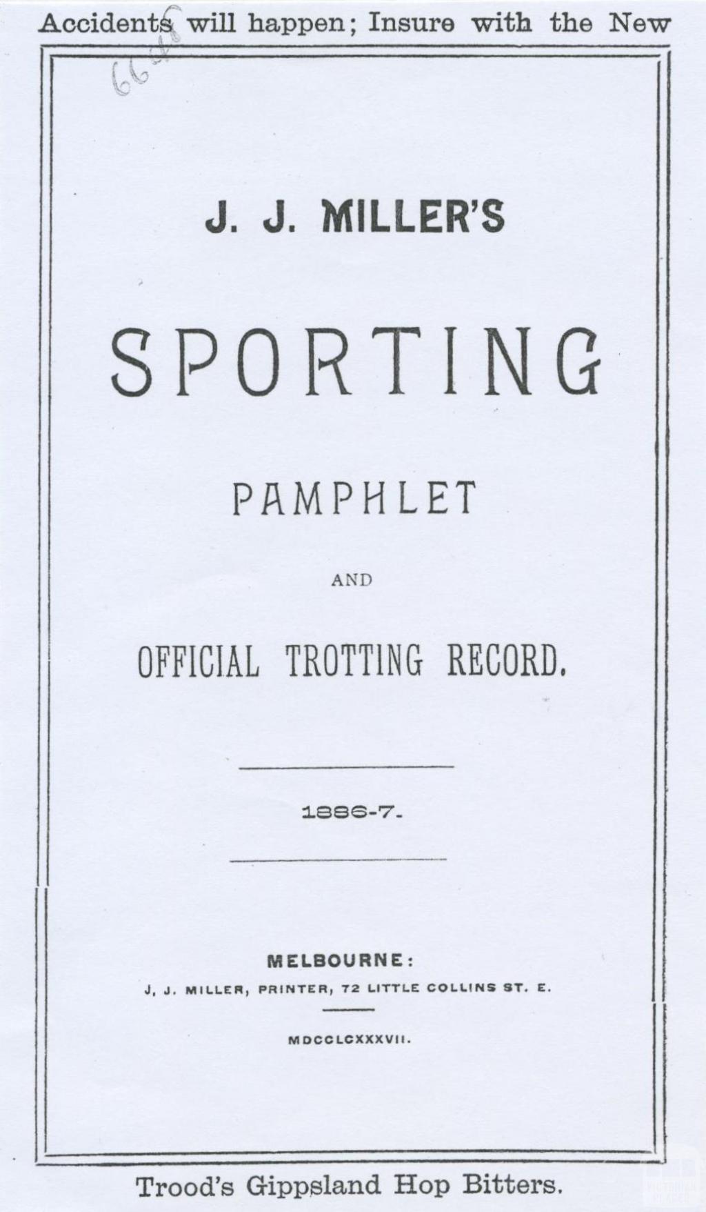 Sporting Pamphlet and Trotting Record, 1886