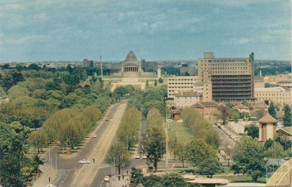 St Kilda Road and Shrine of Remembrance, Melbourne, c1962