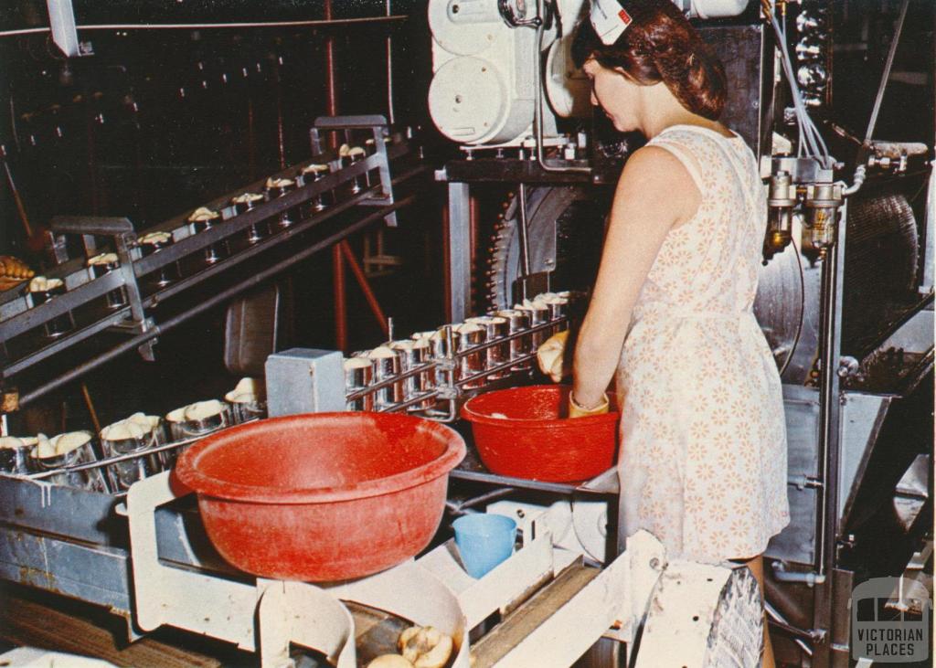 The canning process of pears at S.P.C., Shepparton