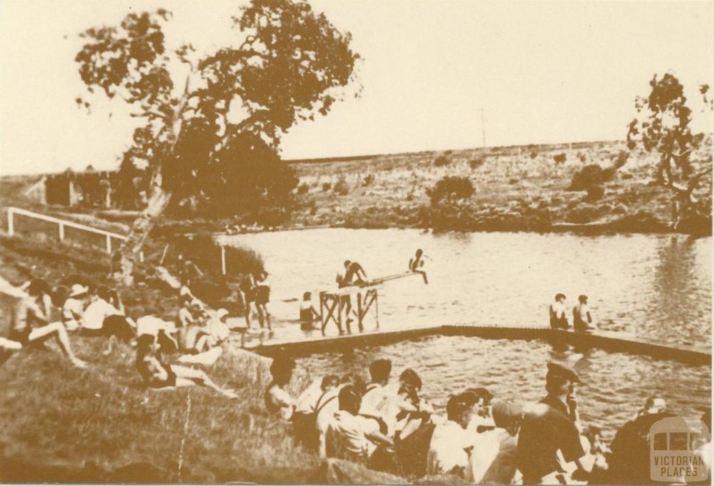 Swimming hole in Kororoit Creek, Sunshine, c1930