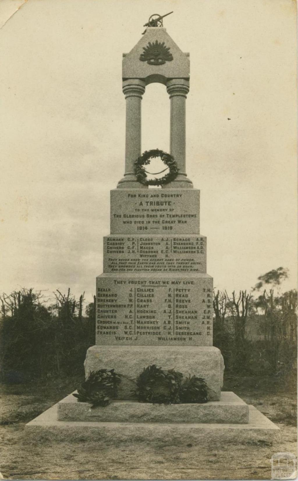 Templestowe WWI war memorial