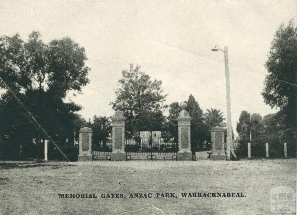 Memorial Gates, Anzac Park, Warracknabeal, 1945